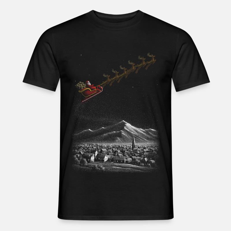 Sternen-Schlittenfahrt im Winterschnee - Männer T-Shirt - Schwarz