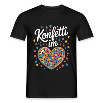 Confetti in the heart Colorful party heart - Men's T-Shirt - black - Front - AI Model Male 178 light (178cm)