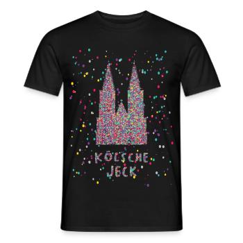 Cologne Jeck Cathédrale de Cologne Carnaval Confettis - T-shirt homme - noir - Devant - AI Model Male 178 light (178cm)