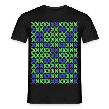 Motif à damier vert-bleu - T-shirt homme - noir - Devant - AI Model Male 178 light (178cm)