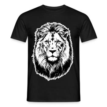 Portrait Lion Roi de la Savane - T-shirt homme - noir - Devant - AI Model Male 178 light (178cm)
