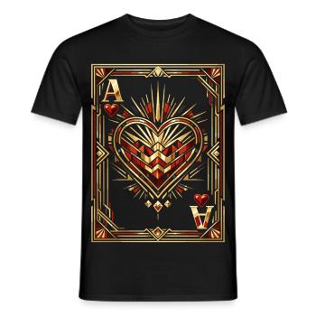 Herz Ass Kartenspiel Kostüm Fasching Geschenk - Männer T-Shirt - Schwarz - Vorne - AI Model Male 178 light (178cm)