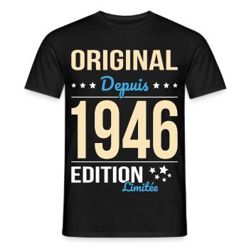 Original seit 1946 – 80-jähriges Jubiläum - Männer T-Shirt - Schwarz - Vorne - AI Model Male 178 light (178cm)