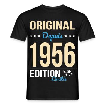 Original seit 1956 – 70-jähriges Jubiläum - Männer T-Shirt - Schwarz - Vorne - AI Model Male 178 light (178cm)