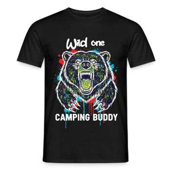 Wild One Camping Buddy Grizzly Ours - T-shirt homme - noir - Devant - AI Model Male 178 light (178cm)