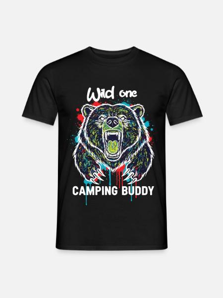 Wilder Campingkumpel Grizzlybär - Männer T-Shirt - Schwarz