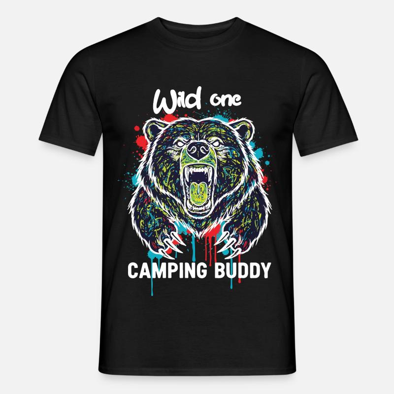 Wilder Campingkumpel Grizzlybär - Männer T-Shirt - Schwarz