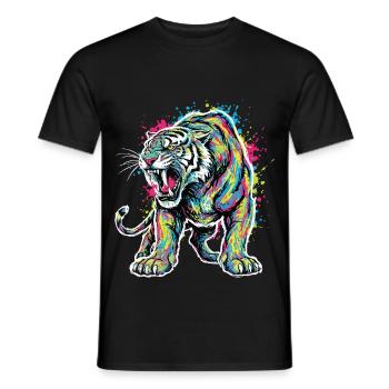 Neon Tiger Artistic Force - Men's T-Shirt - black - Front - AI Model Male 178 light (178cm)