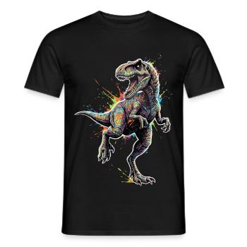 T-Rex_Apex_Explosion_Couleurs_Neon - Männer T-Shirt - Schwarz - Vorne - AI Model Male 178 light (178cm)