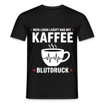 Kaffee Blutdruck Lustiges Mein Leben Läuft kaffee - Men's T-Shirt - black - Front - AI Model Male 178 light (178cm)