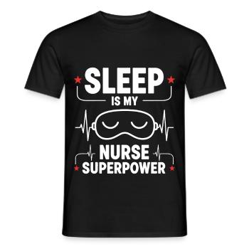 Humour Infirmier Sommeil est mon Super Pouvoir - T-shirt homme - noir - Devant - AI Model Male 178 light (178cm)