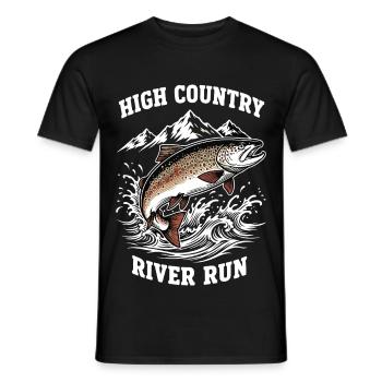 Fishing High Mountain River Trout - Men's T-Shirt - black - Front - AI Model Male 178 light (178cm)