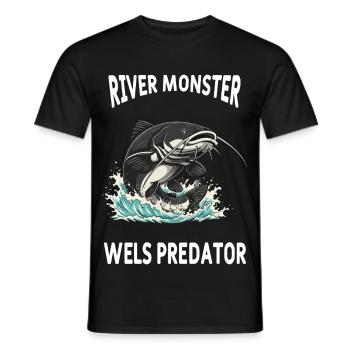 Fishing River Catfish - Men's T-Shirt - black - Front - AI Model Male 178 light (178cm)