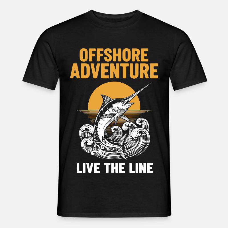 Fischerei-Seeschwertfisch-Abenteuer vor der Küste - Männer T-Shirt - Schwarz