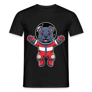 Dog Staffy Astronaut Space Color - Men's T-Shirt - black - Front - AI Model Male 178 light (178cm)
