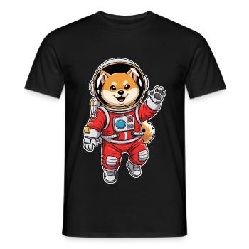 Chien Shiba Inu Astronaute Espace Rouge - T-shirt homme - noir - Devant - AI Model Male 178 light (178cm)