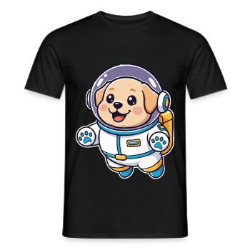 Golden Retriever Hund Weltraum-Astronaut niedlich - Männer T-Shirt - Schwarz - Vorne - AI Model Male 178 light (178cm)