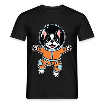 Chien Bouledogue Français Astronaute Espace Orange - T-shirt homme - noir - Devant - AI Model Male 178 light (178cm)