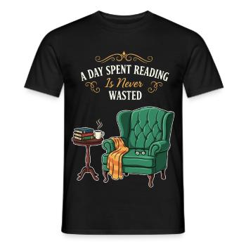 Lese-Humor-Zitat-Tag, der mit Lesen verbracht wird - Männer T-Shirt - Schwarz - Vorne - AI Model Male 178 light (178cm)