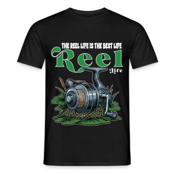 Moulinet Pêche Humour Citation camping - T-shirt homme - noir - Devant - AI Model Male 178 light (178cm)