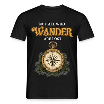 Camping Boussole Humour Citation Wander Lost - T-shirt homme - noir - Devant - AI Model Male 178 light (178cm)