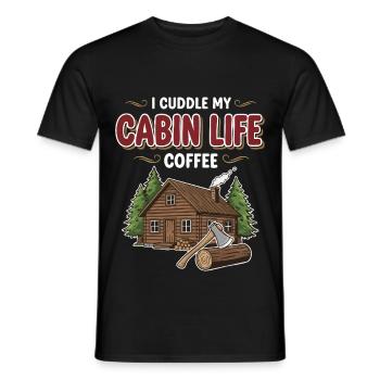 Camping Cabane Bois Citation Cabin Life Coffee - Men's T-Shirt - black - Front - AI Model Male 178 light (178cm)