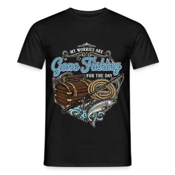 Camping Pêche Geht Angeln für einen Tag - Männer T-Shirt - Schwarz - Vorne - AI Model Male 178 light (178cm)