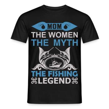 Maman La Femme Le Mythe Don La Légende de la Pêche - T-shirt homme - noir - Devant - AI Model Male 178 light (178cm)