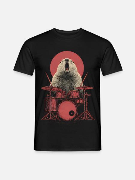 Murmeltier Schlagzeug Drummer Musik Rock Alpen - Männer T-Shirt - Schwarz