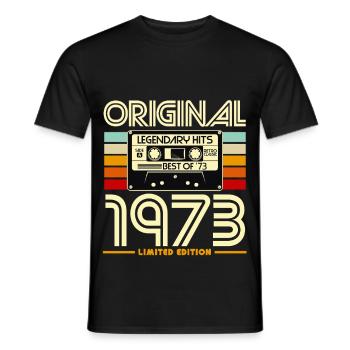 Original 1973 Retro Cassette - Men's T-Shirt - black - Front - AI Model Male 178 light (178cm)