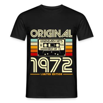 Originale Retro-Kassette von 1972 - Männer T-Shirt - Schwarz - Vorne - AI Model Male 178 light (178cm)