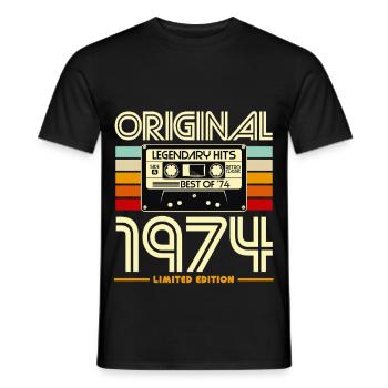 Original 1974 Limited Edition Cassette - T-shirt homme - noir - Devant - AI Model Male 178 light (178cm)