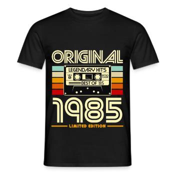 1985 Cassette Retro Légende Hits - T-shirt homme - noir - Devant - AI Model Male 178 light (178cm)