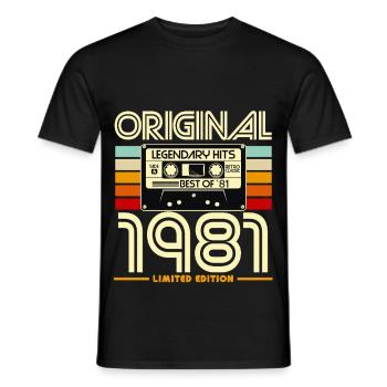 Original 1981 Cassette Limited - Men's T-Shirt - black - Front - AI Model Male 178 light (178cm)