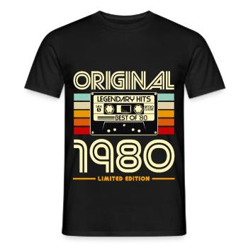 Cassette 1980 Vintage Légende - T-shirt homme - noir - Devant - AI Model Male 178 light (178cm)