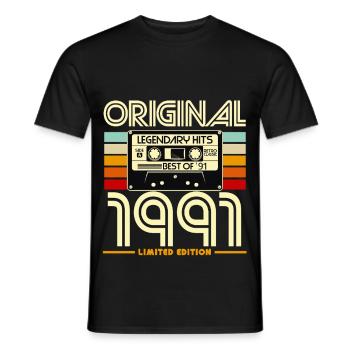 Original 1991 Retro Cassette - Men's T-Shirt - black - Front - AI Model Male 178 light (178cm)