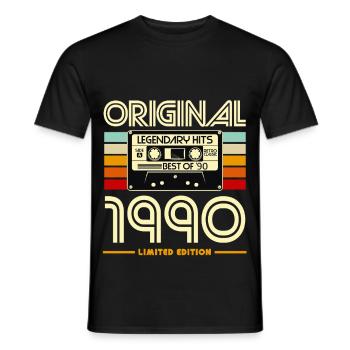 Original 1990 Retro Cassette Limited - Men's T-Shirt - black - Front - AI Model Male 178 light (178cm)