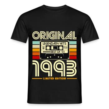 Original 1993 Retro Cassette - Men's T-Shirt - black - Front - AI Model Male 178 light (178cm)
