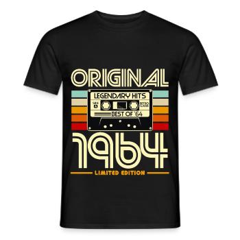 Original 1964 Retro Cassette - Men's T-Shirt - black - Front - AI Model Male 178 light (178cm)