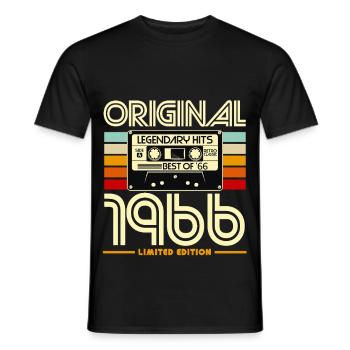 Originalkassette Retro von 1966 - Männer T-Shirt - Schwarz - Vorne - AI Model Male 178 light (178cm)