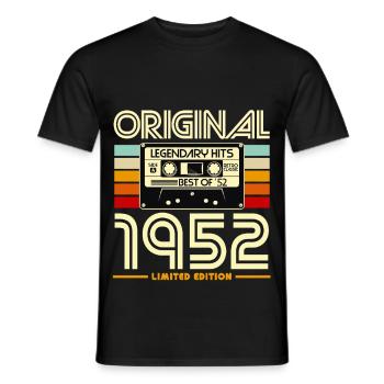 Original 1952 Cassette Retro - T-shirt homme - noir - Devant - AI Model Male 178 light (178cm)