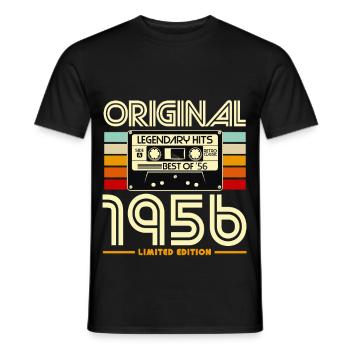 Originale Retro Heritage Kassette von 1956 - Männer T-Shirt - Schwarz - Vorne - AI Model Male 178 light (178cm)