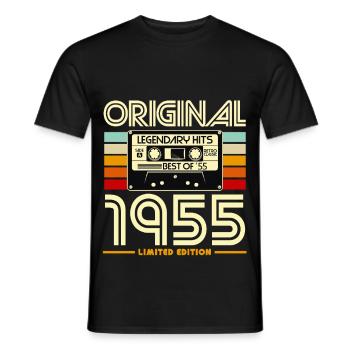 Retro Cassette 1955 Legendary Hits - Men's T-Shirt - black - Front - AI Model Male 178 light (178cm)