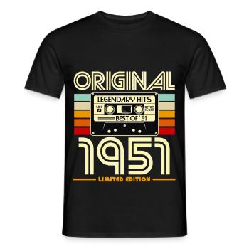 Originale limitierte Kassette von 1951 - Männer T-Shirt - Schwarz - Vorne - AI Model Male 178 light (178cm)