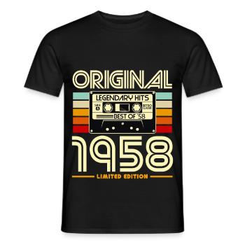 Original 1958 Vintage Cassette - Men's T-Shirt - black - Front - AI Model Male 178 light (178cm)