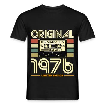 Original 1976 Cassette Vintage - T-shirt homme - noir - Devant - AI Model Male 178 light (178cm)
