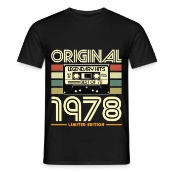 Original 1978 Cassette rétro limitée - T-shirt homme - noir - Devant - AI Model Male 178 light (178cm)