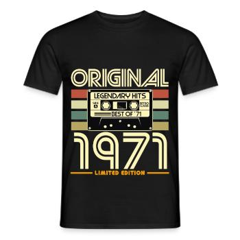 Original 1971 Retro Hits Cassette - T-shirt homme - noir - Devant - AI Model Male 178 light (178cm)