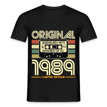 Original-Kassetten-Nostalgie von 1989 - Männer T-Shirt - Schwarz - Vorne - AI Model Male 178 light (178cm)
