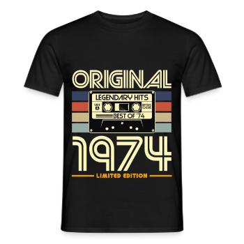 Original 1974 Retro Cassette - Men's T-Shirt - black - Front - AI Model Male 178 light (178cm)